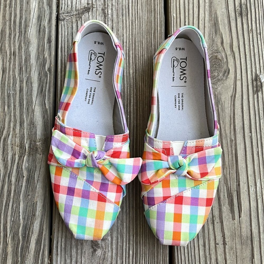 Toms checkered print flats - Picture 2 of 4